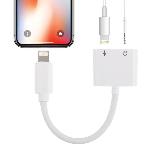 Essential Adapter for Everyday Phone Charging and Listening - white 8-pin splitter for simultaneous charging and audio