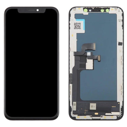 Incell LCD Screen Replacement for iPhone XS Daily Essentials - front and back view of black replacement display assembly