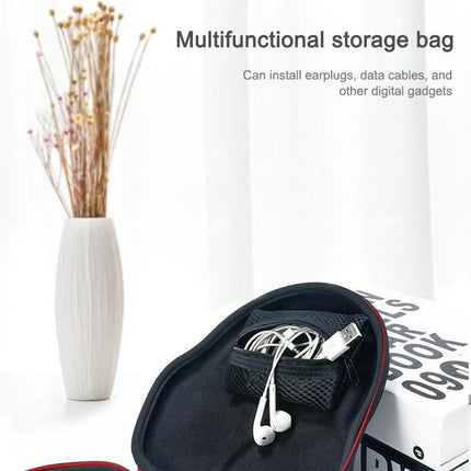 Compact Bag for Protecting Earphones During Daily Travel — black EVA travel case with mesh pocket organizing earbuds and cable