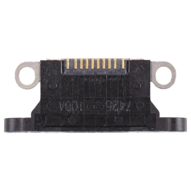 Replacement Charging Port for iPhone XS Daily Use Essentials - front view of black replacement charging port for iPhone XS/XS Max, gold pins visible