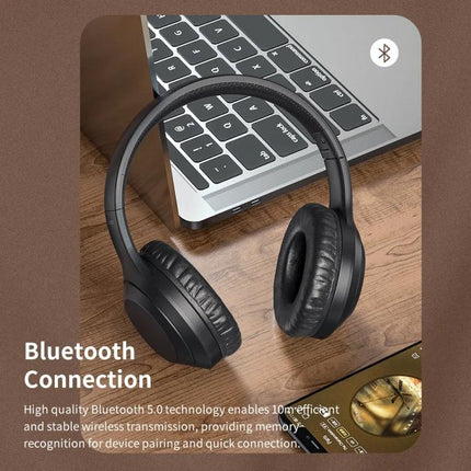 ROCK Space O2 Wireless Headset With Built In Mic For Commuting black Bluetooth headset on laptop for calls and music