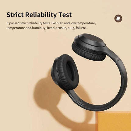 ROCK Space O2 Wireless Headset With Built In Mic For Commuting shown in black over-ear design with TF card and Bluetooth 5.0 features