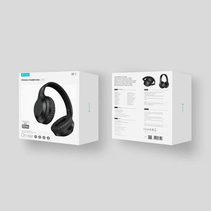 ROCK Space O2 Wireless Headset With Built In Mic For Commuting - black over-ear Bluetooth headset packaging display