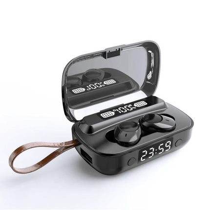 Wireless TWS Noise Canceling Earbuds With Charging Case For Daily Commute black earbuds in digital display charging case