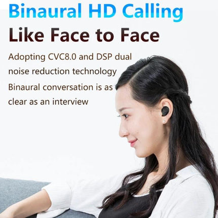 Wireless TWS Noise Canceling Earbuds With Charging Case For Daily Commute showing woman using A13 earbuds with HD calling