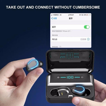 Wireless Bluetooth Earbuds With Noise Cancellation And Charging Case F9-5 touch controls 3000mAh power bank LED display