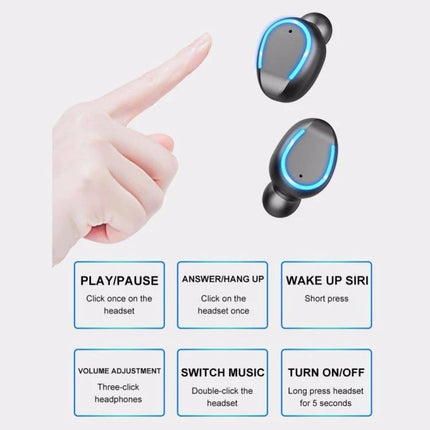 Wireless Bluetooth Earbuds With Noise Cancellation And Charging Case touch controls, LED display, black or white, 3000mAh case