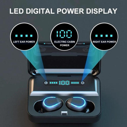 Wireless Bluetooth Earbuds With Noise Cancellation And Charging Case with LED digital power display and touch controls