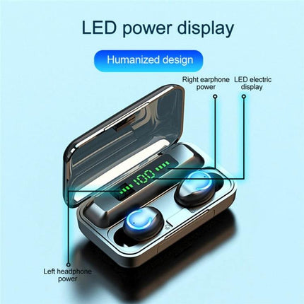 Wireless Earbuds With Charging Case For Everyday Calls showing LED power display, charging case power bank and earbuds with CVC8.0