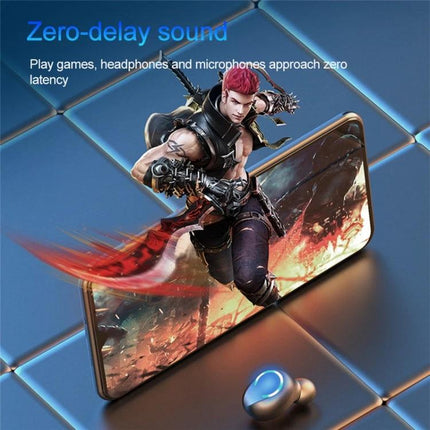 Wireless Earbuds With Charging Case For Everyday Calls showing gaming phone display, zero-delay sound and single earbud