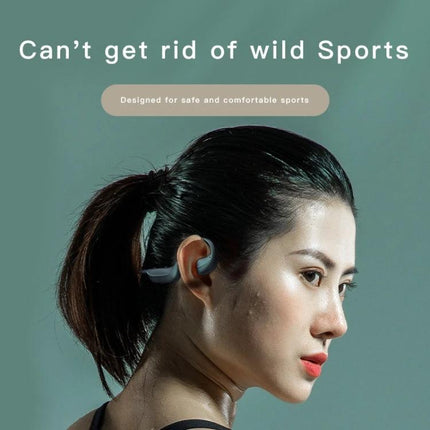 Bone Conduction Open Ear Headphones For Running And Commuting woman wearing G100 bone conduction open-ear headphones while jogging outdoors