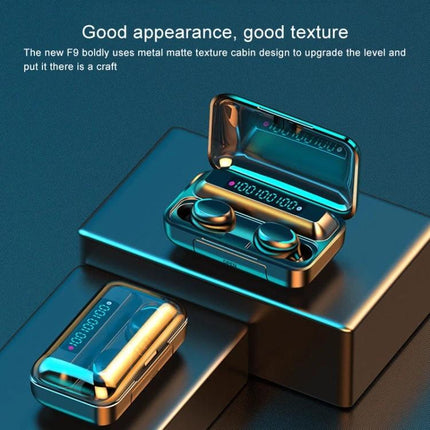 Wireless Bluetooth Earbuds For Everyday Music And Hands Free Calls sleek metallic charging case and earbuds display