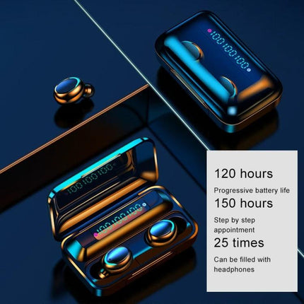 Wireless Bluetooth Earbuds For Commuting Workouts And Clear Calls Black with LED battery display, magnetic charging case, noise reduction