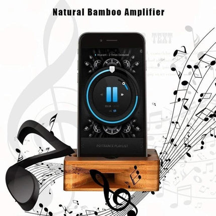 Natural Bamboo Universal Desktop Phone Stand for Smartphones wooden amplifier dock for hands-free viewing and improved sound