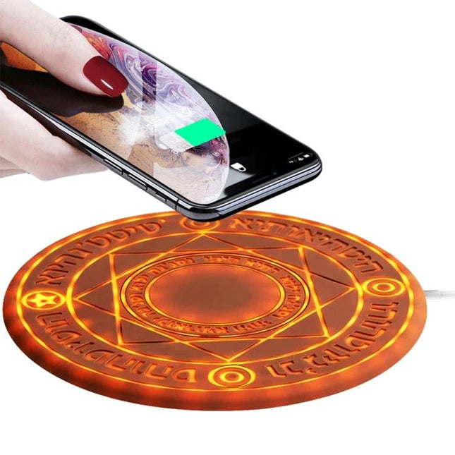 Wireless Charger for Daily Home and Travel Essentials - round glowing portable pad charging smartphone