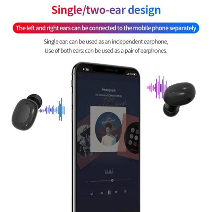 Space Capsule Wireless Earbuds With Magnetic Charging Case shown pairing with smartphone, single/two‑ear design, compact black buds