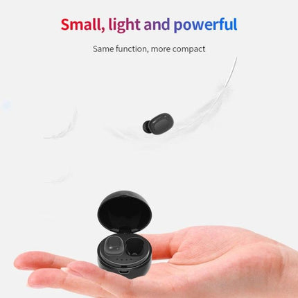 Space Capsule Wireless Earbuds With Magnetic Charging Case shown compact in hand, lightweight black TWS set