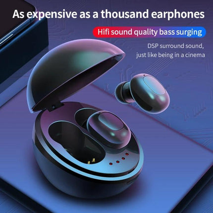 Space Capsule Wireless Earbuds With Magnetic Charging Case shown open with earbuds, compact lanyard, commuting and hands-free calling ready