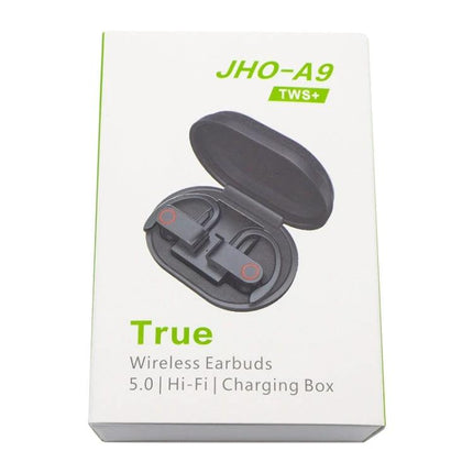 JHO Hanging Wireless Earbuds With Zippered Charging Case shown in open charging case for commuting workouts and calls