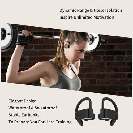 JHO Hanging Wireless Earbuds With Zippered Charging Case sport earhooks sweatproof TWS for workouts and stable Bluetooth 5.0 connection