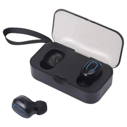 Wireless Stereo Earphones With Charging Case For Commuting And Workouts lightweight black earbuds with compact charging case