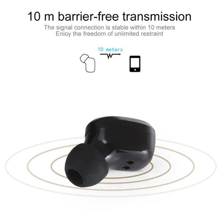 Wireless Stereo Earphones With Charging Case For Commuting And Workouts compact TI8S earbud showing 10m wireless range