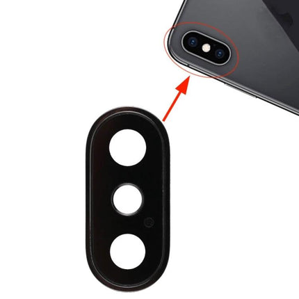 iPhone XS XS Max Back Camera Bezel for Everyday Device Repairs replacement black lens cover showing triple-hole bezel and placement on phone