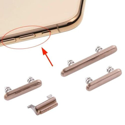 Replacement Side Keys for iPhone XS Daily Phone Use - rose gold replacement power volume mute buttons shown with iPhone XS edge