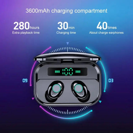 M7 TWS V5.0 Binaural Wireless Stereo Bluetooth Headset with Charging Case and Digital Display | Syndmart