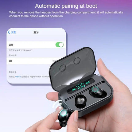 M7 TWS V5.0 Binaural Wireless Stereo Bluetooth Headset with Charging Case and Digital Display | Syndmart