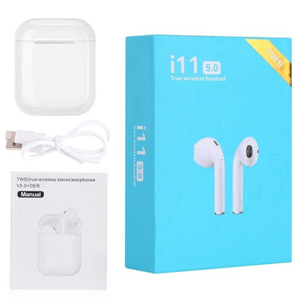 Wireless Earbuds For Commuting And Workouts With Magnetic Case i11 TWS Bluetooth 5.0 earbuds in white with charging box