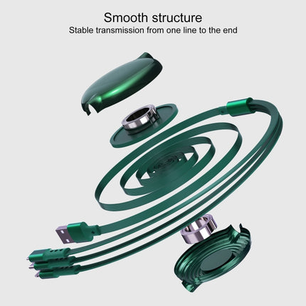 Bona Series Cable for Everyday Device Charging On the Go - green 3-in-1 retractable charging cable, smooth structure, charges up to three devices