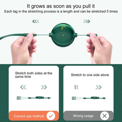 Bona Series Cable for Everyday Device Charging On the Go showing retractable 3-device charging cable being stretched correctly for commuting use