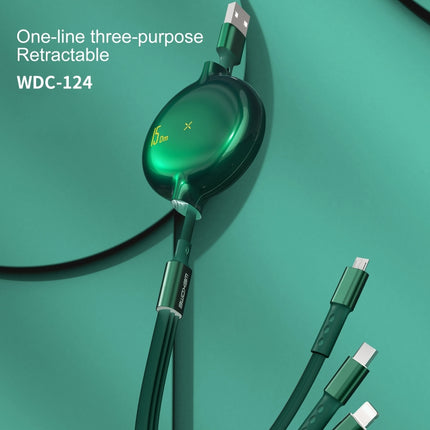 Bona Series Cable for Everyday Device Charging On the Go – green retractable one-line three-purpose cable that charges up to three devices