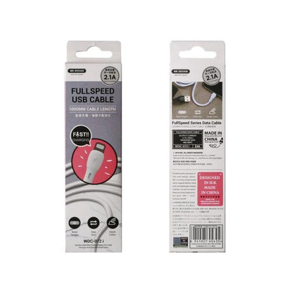 WK USB Cable for Everyday Device Charging and Syncing packaged white PVC fullspeed USB cable for charging and syncing