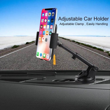 Car Windshield Phone Holder With Rotatable Arm For Hands Free Viewing mounted on windshield with adjustable 100–150mm arm and 7–10cm expandable clamp