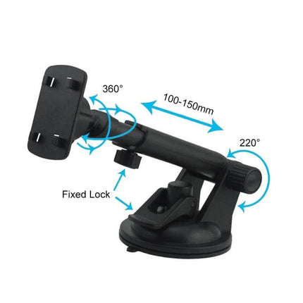 Car Windshield Phone Holder With Rotatable Arm For Hands Free Viewing - black suction cup mount with 100-150mm extendable arm and 360° rotation