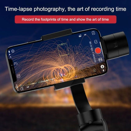 S5 Handheld Gimbal for Steady Mobile Videos on Trips capturing time-lapse night city sparks with smartphone mounted and app recording controls