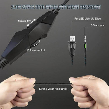 Onikuma Gaming Headset With Adjustable Lightweight Comfort Fit inline USB and 3.5mm cable with mute and volume control