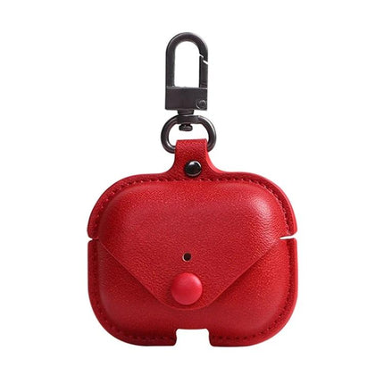 PU Leather Protective Case for AirPods Pro with Travel Hook in red PU leather with clip and fingerprint-resistant finish