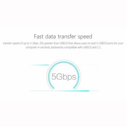 Orico Aluminum 4-Port USB 3.0 Hub for Easy Device Connections - sleek aluminum hub showing 5Gbps fast data transfer speed