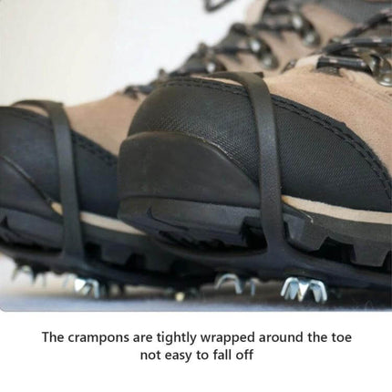Ice Claw 8 Tooth Ice Cleats for Shoes Medium Size All Season on hiking boots, TPE rubber with 8-tooth steel studs for urban sidewalks and light ice