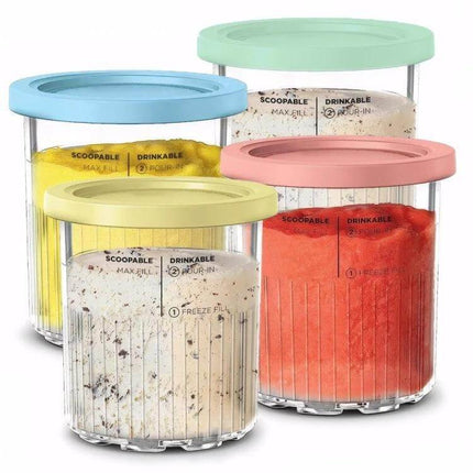 Ice Cream Container Set, 24oz, 4 Pack for Ninja Creami - four BPA-free 24 oz containers with leak-resistant lids for prepping and storing multiple flavors