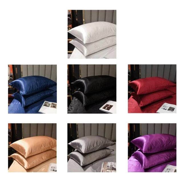 Ice Silk Pillowcase For Smooth Sleep 50x75cm For Everyday Use - satin-like polyester pillowcase in multiple colors with hidden zipper and reinforced stitching