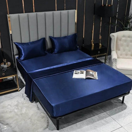 Ice Silk Pillowcase For Smooth Sleep 50x75cm For Everyday Use on navy satin bed set with hidden zipper and reinforced stitching