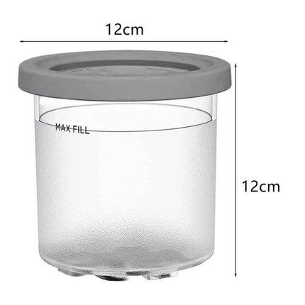 Ice Cream Storage Containers With Lids 2 Cup And 4 Cup Sets - 600ml BPA-free round container with leak-proof color-coded lid, 12cm x 12cm