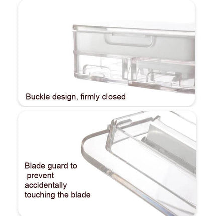 Imakara Mini Square Portable Medicine Cutter Dispenser Box Red showing buckle design and blade guard for safe storage and cutting