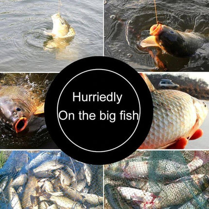 Imported Raw Silk Nylon Fishing Line 50m For Long Casting - collage of caught carp and nets showing long casting performance