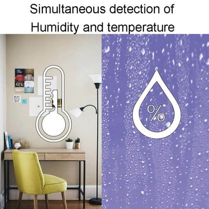 Indoor Mini Temperature And Humidity Meter With Stand For Home Use showing simultaneous detection of temperature and humidity in a home setting