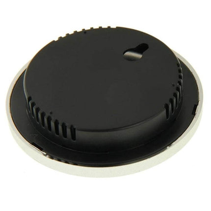 Indoor Thermometer and Hygrometer Dual Readout for Home and Office compact wall-mount back view showing mounting hole and vent slots